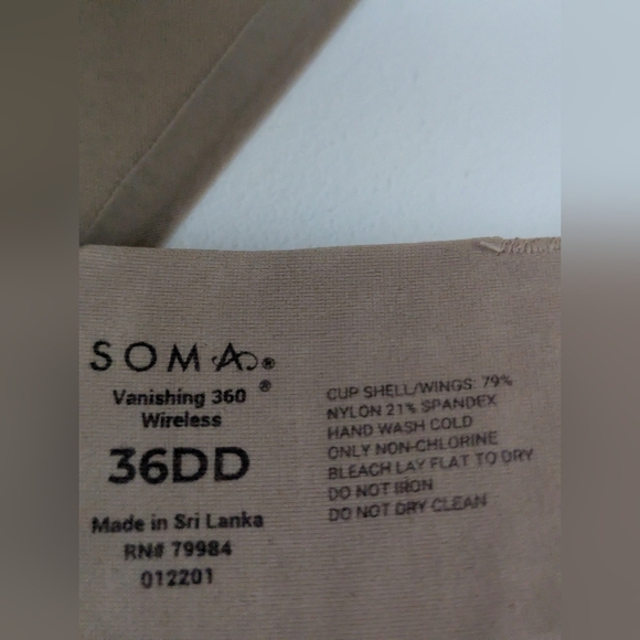 Soma Vanishing 360 Wireless Bra - Beige Warm amber 36 DD - Picture 4 of 10